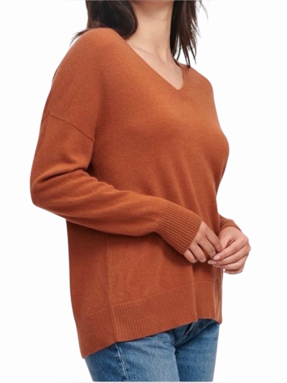 NAADAM 100% Cashmere V-Neck Oversized Pullover Sweater Size Large